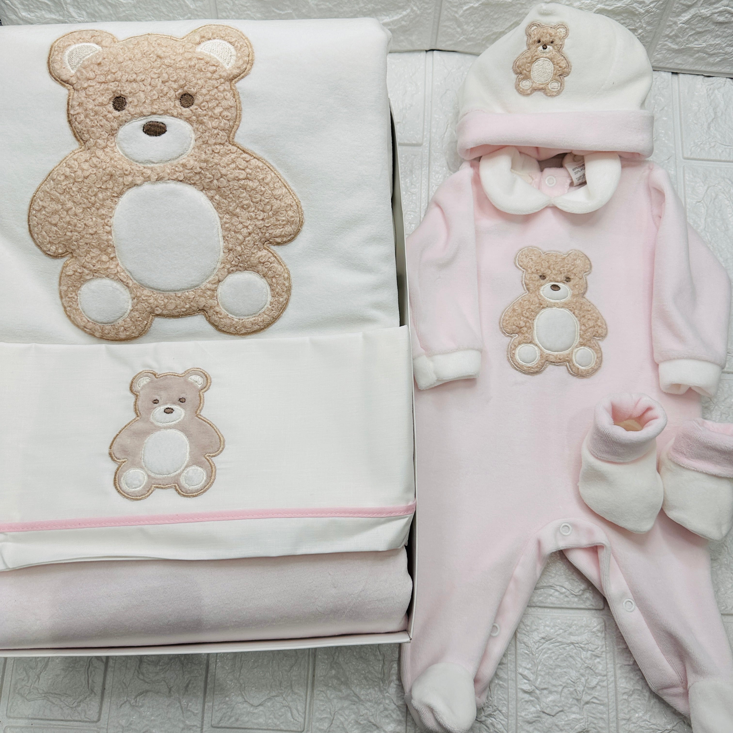 Set Nascita ciniglia Orso Rosa