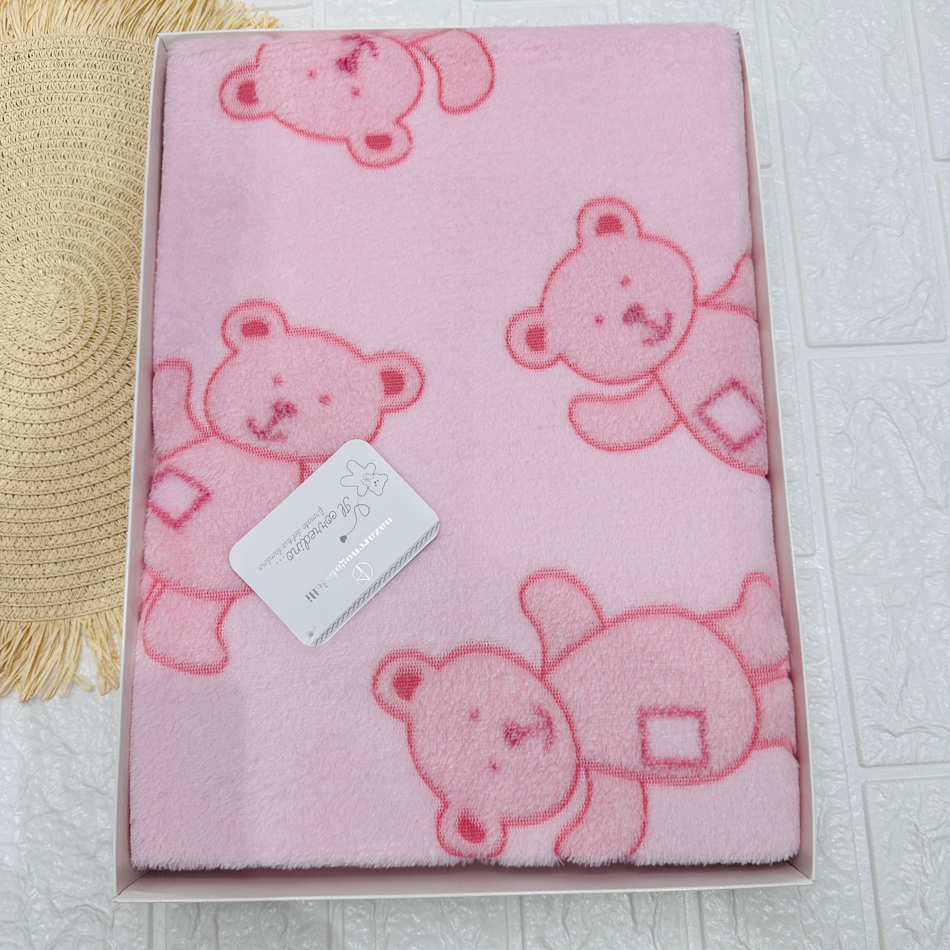 Coperta Culla orso rosa dim100x104