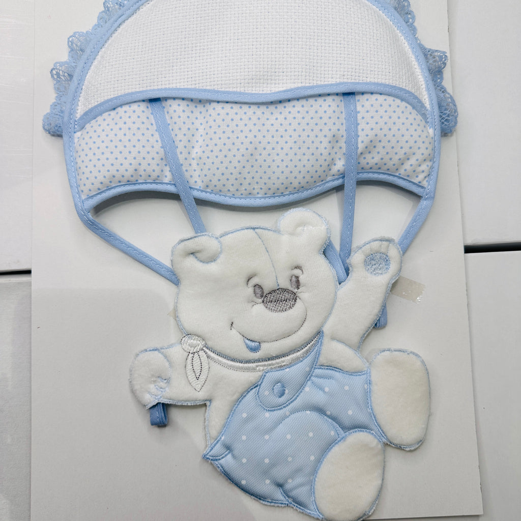Fiocco nascita Orso mongolfiera Celeste dim.25x30