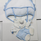 Fiocco nascita Orso mongolfiera Celeste dim.25x30