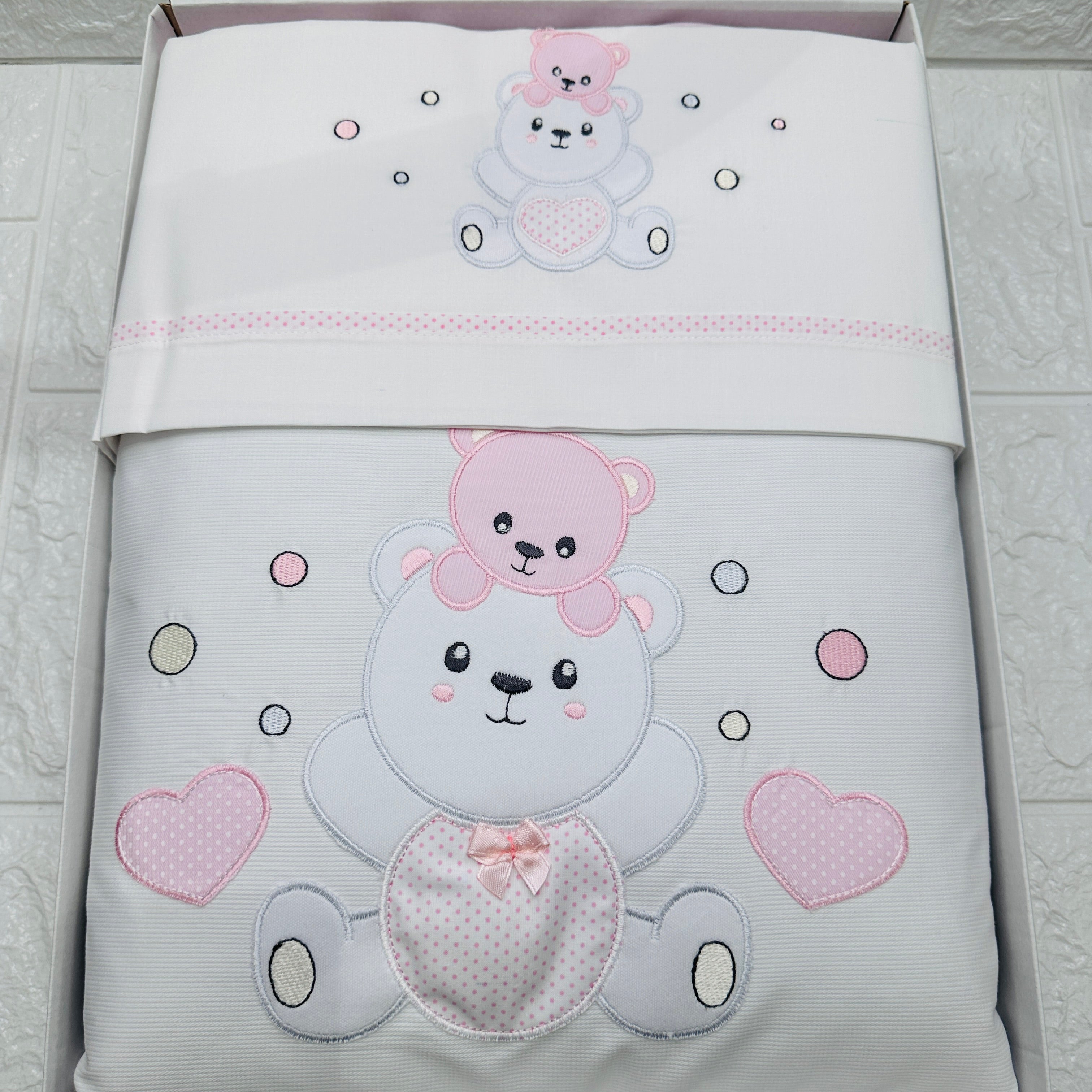 Set completo carrozzina orso rosa Suona