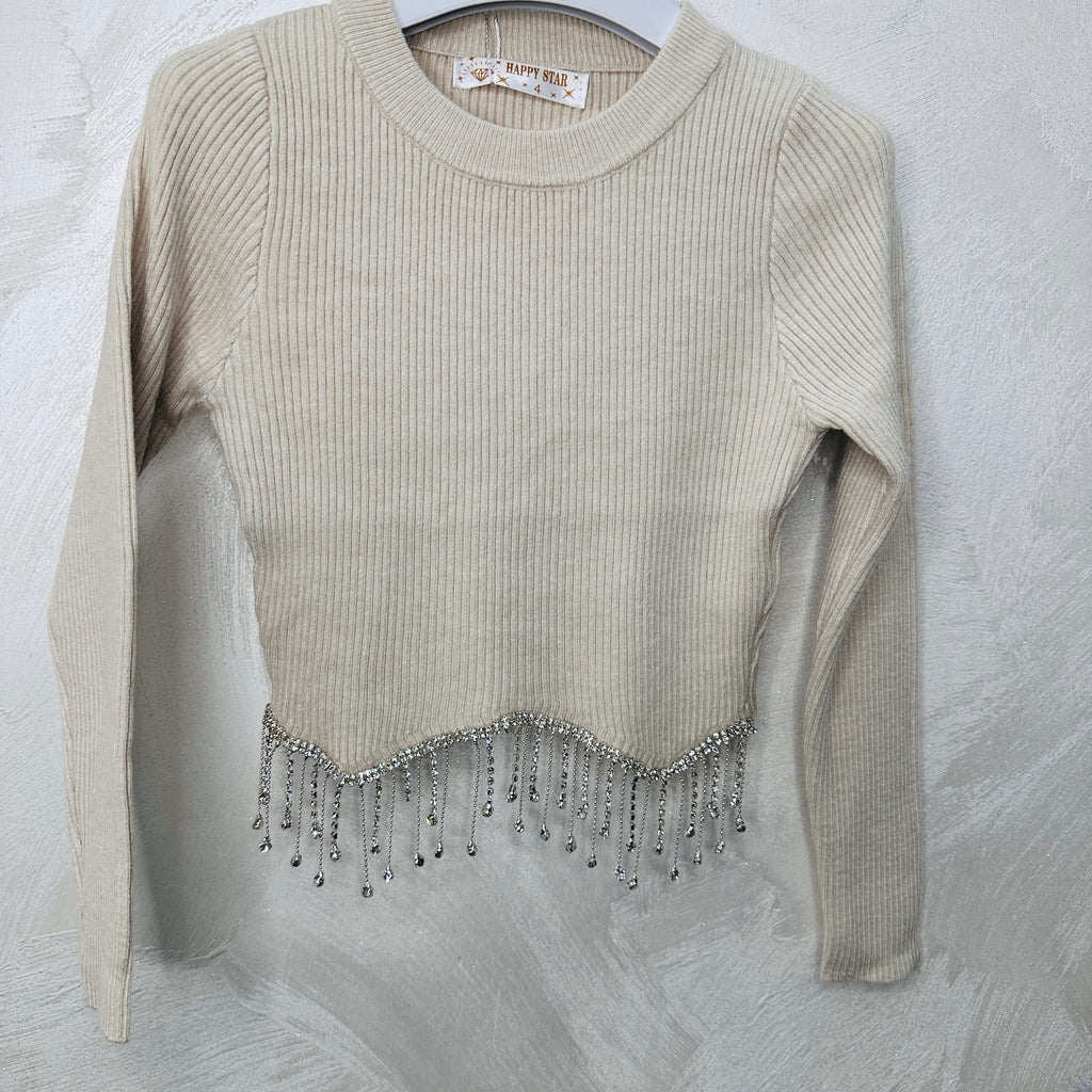 Maglioncino Bimba pendenti Begie