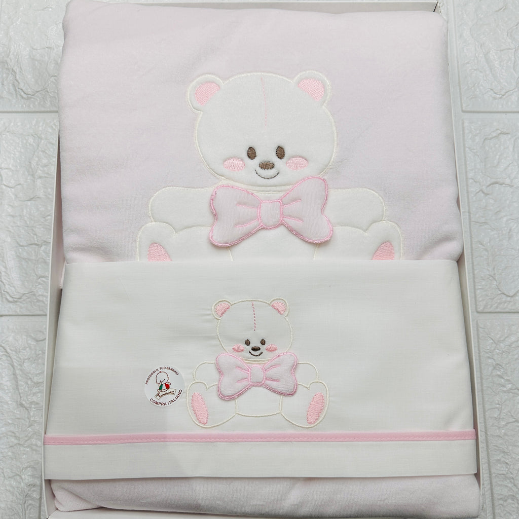 Set completo ciniglia Orso fiocco rosa 35411
