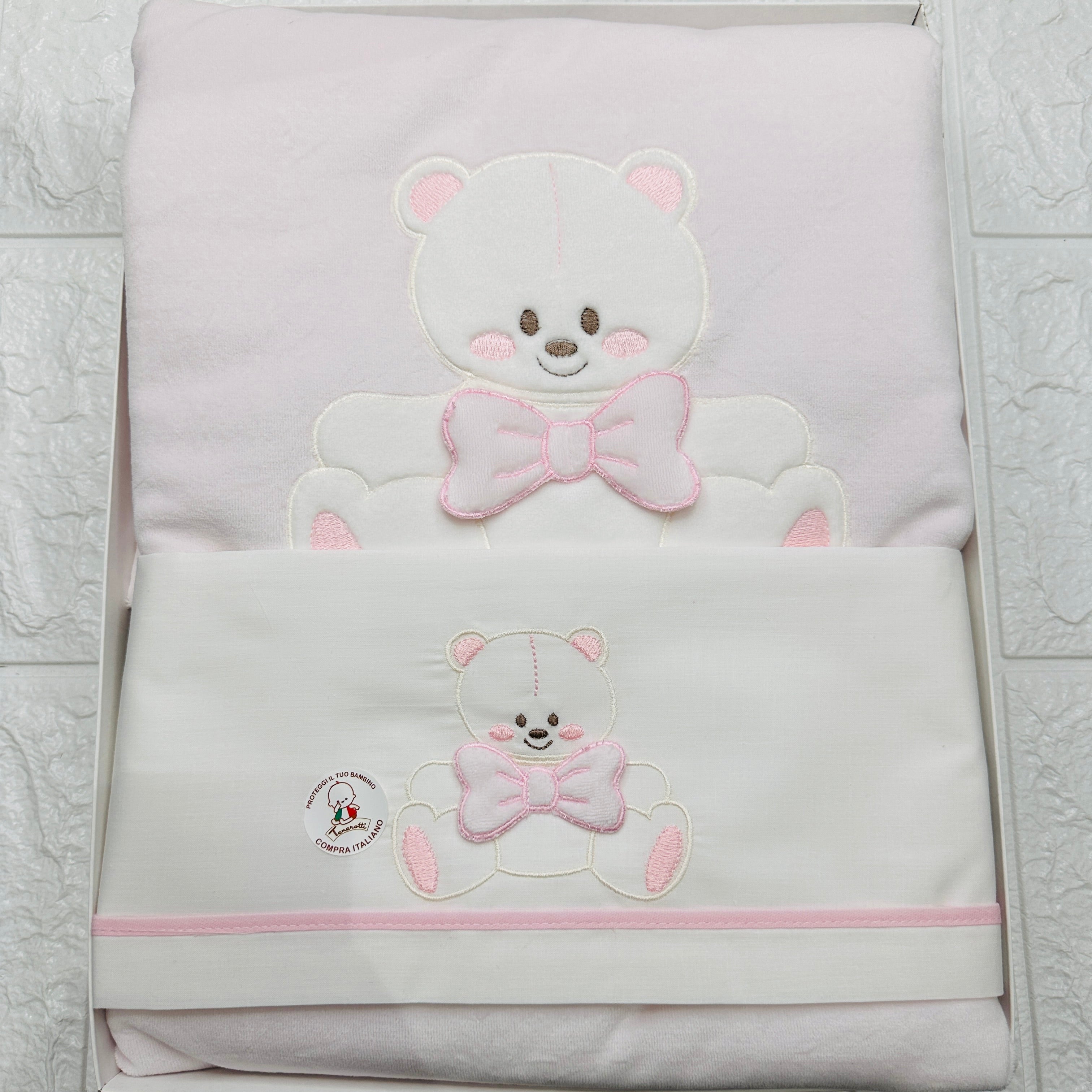 Set completo ciniglia Orso fiocco rosa 35411