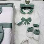 Set nascita ciniglia fiocco verde