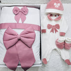 Set Nascita in Ciniglia Fiocco Rosa Antico