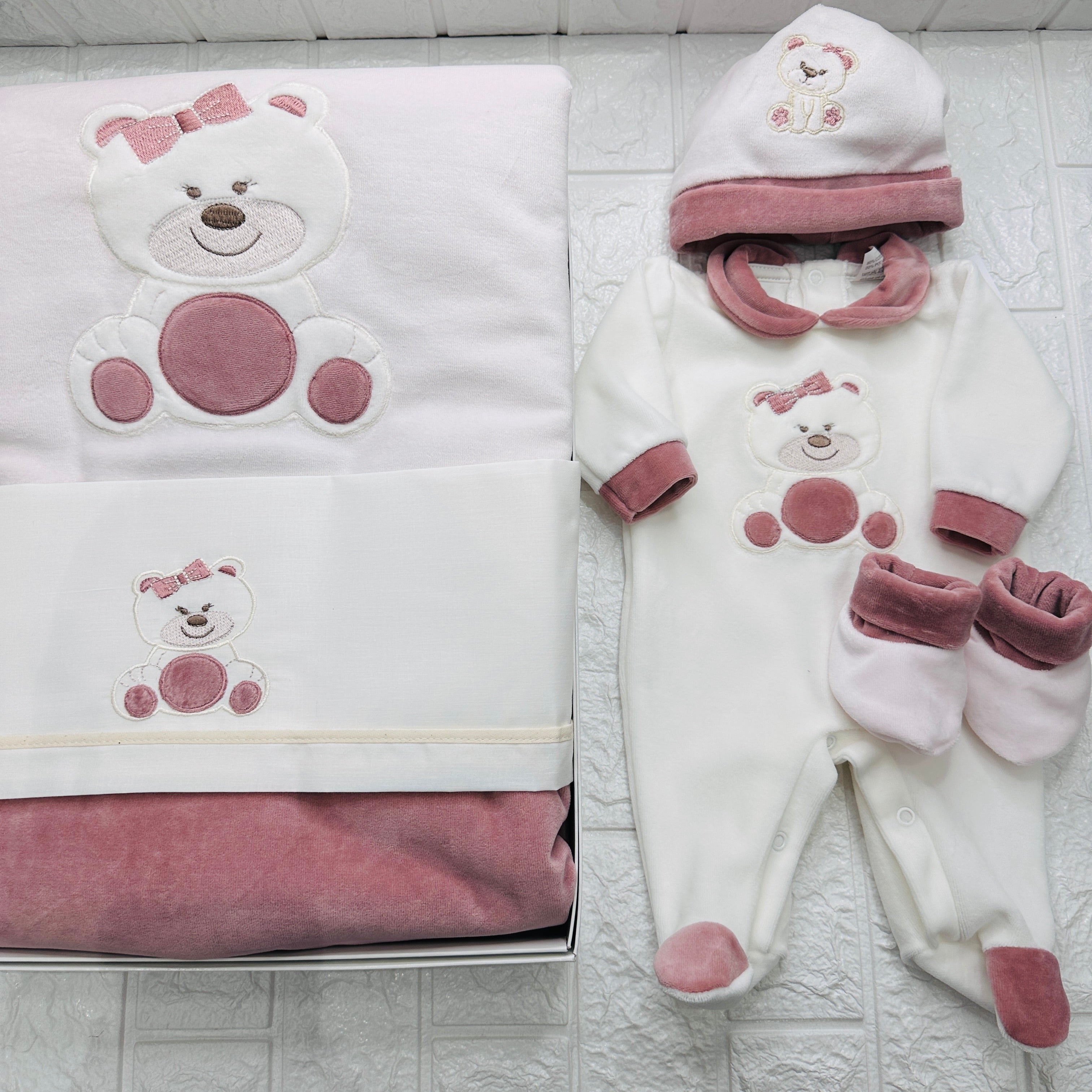 Set nascita ciniglia Orsetta rosa antico