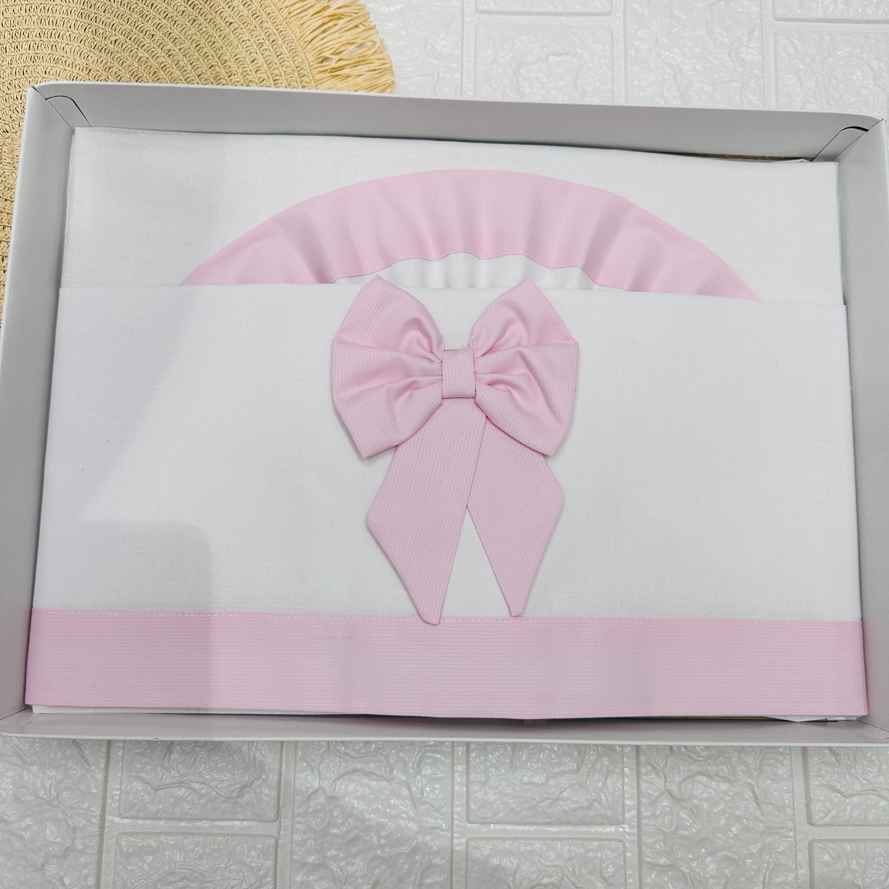 Lenzuola carrozzina fiocco rosa ART LC015104