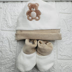 Cappello e Babbucce Ciniglia Orso panna