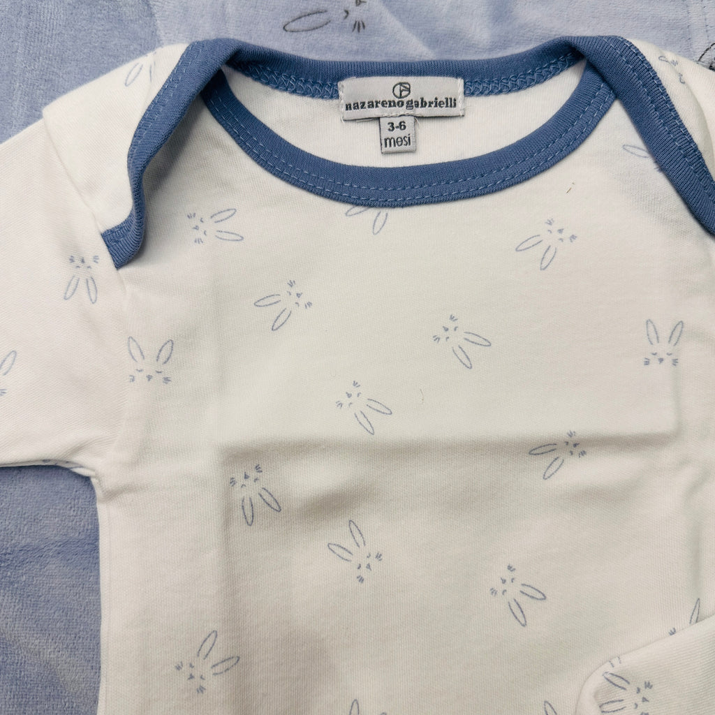 Set 4 pezzi neonato in Ciniglia celeste
