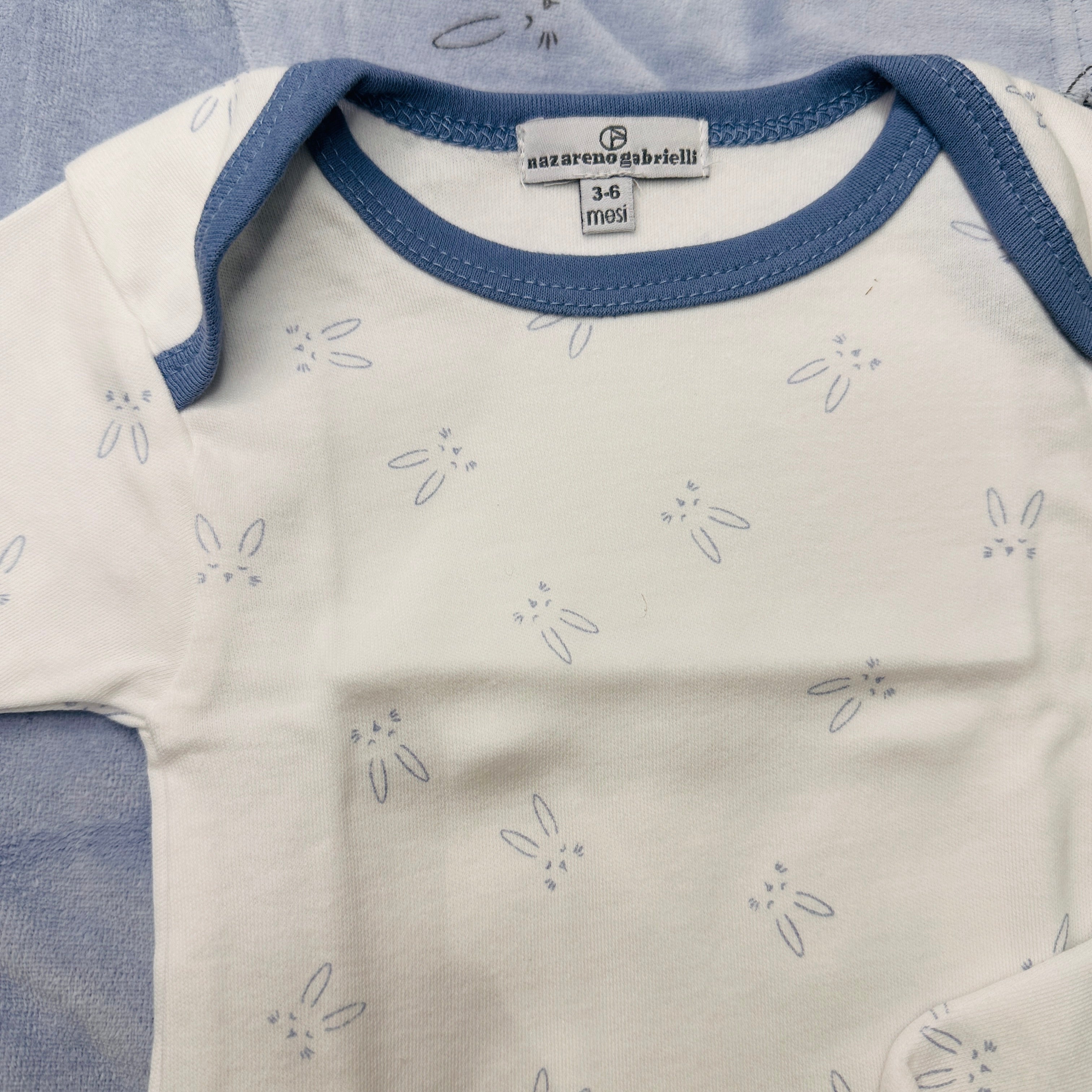 Set 4 pezzi neonato in Ciniglia celeste