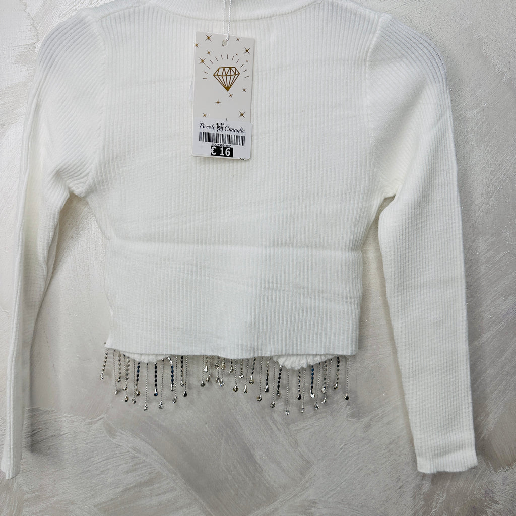 Maglioncino Bimba pendenti bianco