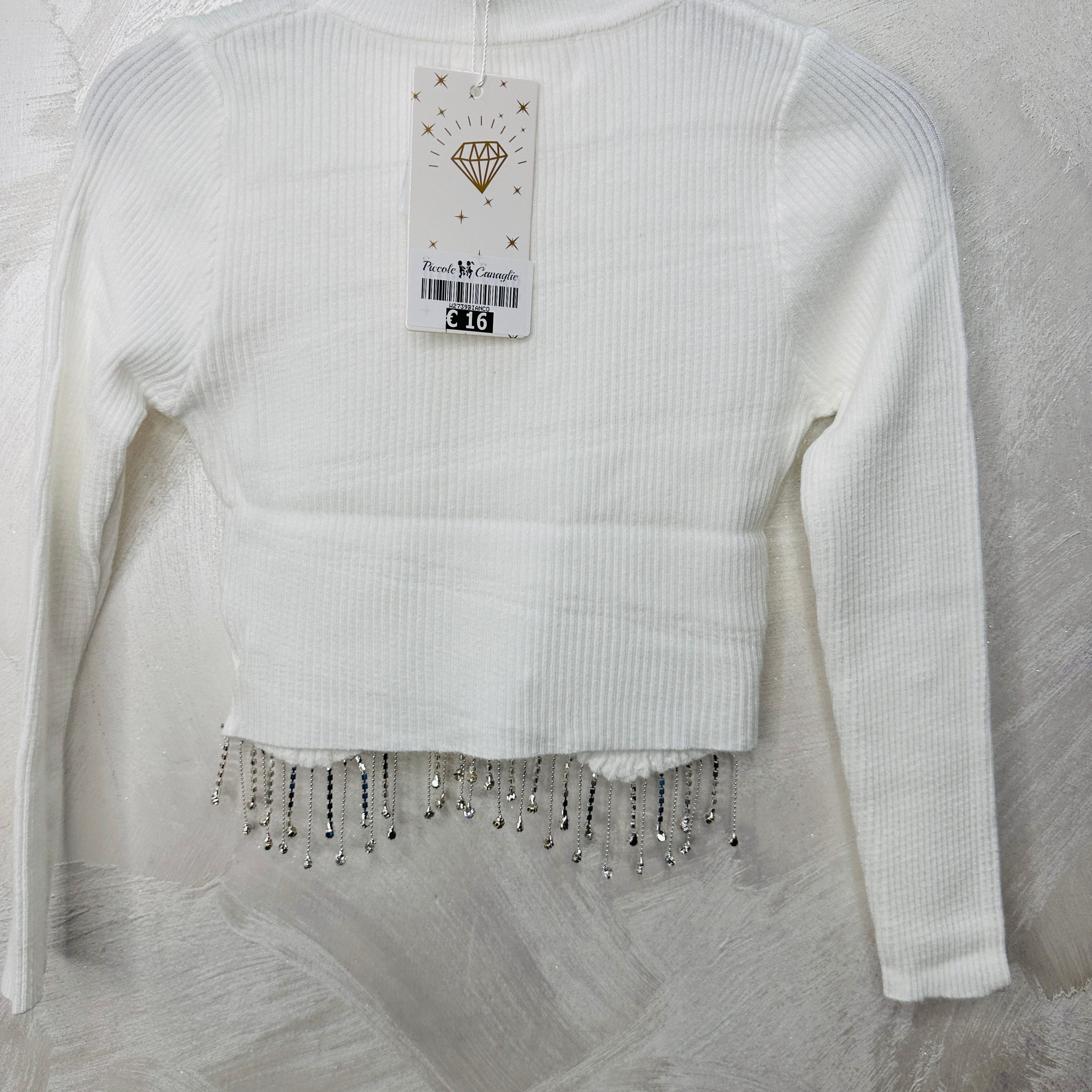Maglioncino Bimba pendenti bianco