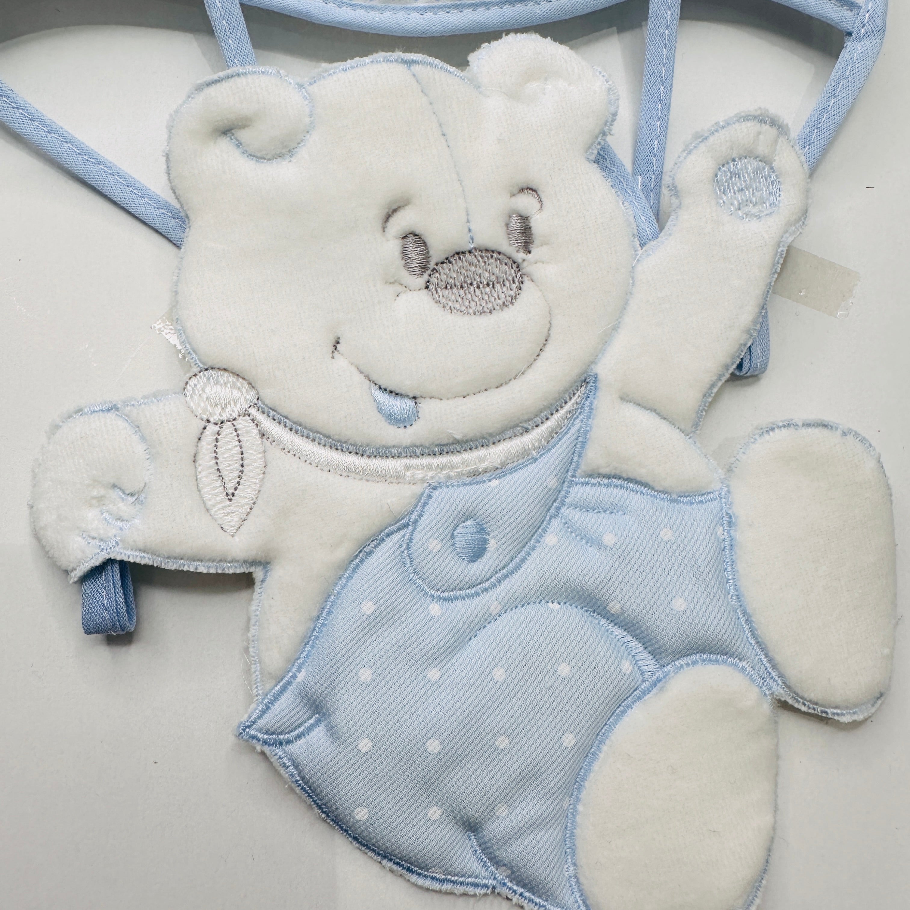 Fiocco nascita Orso mongolfiera Celeste dim.25x30
