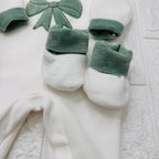 Set nascita ciniglia fiocco verde