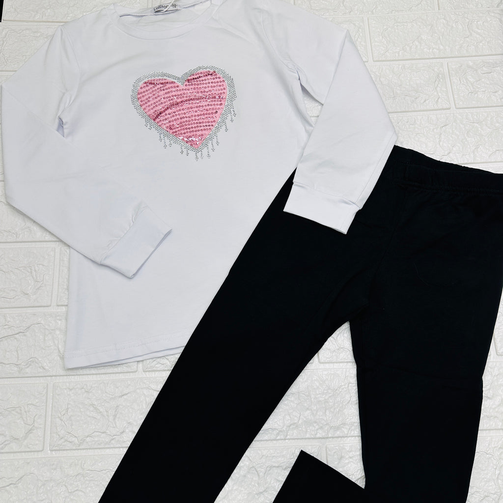 maglia e leggigs Cuore bianco
