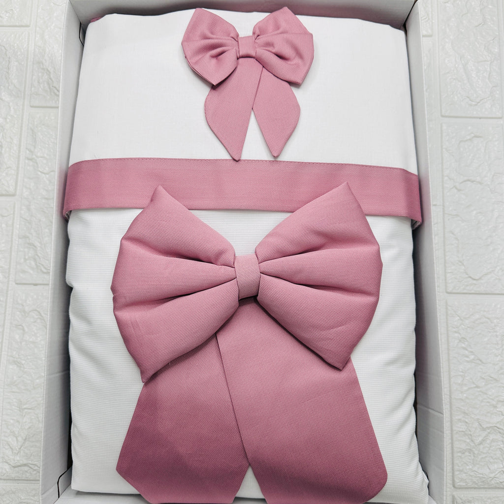 Set Completo Carrozzina Fiocco Rosa antico