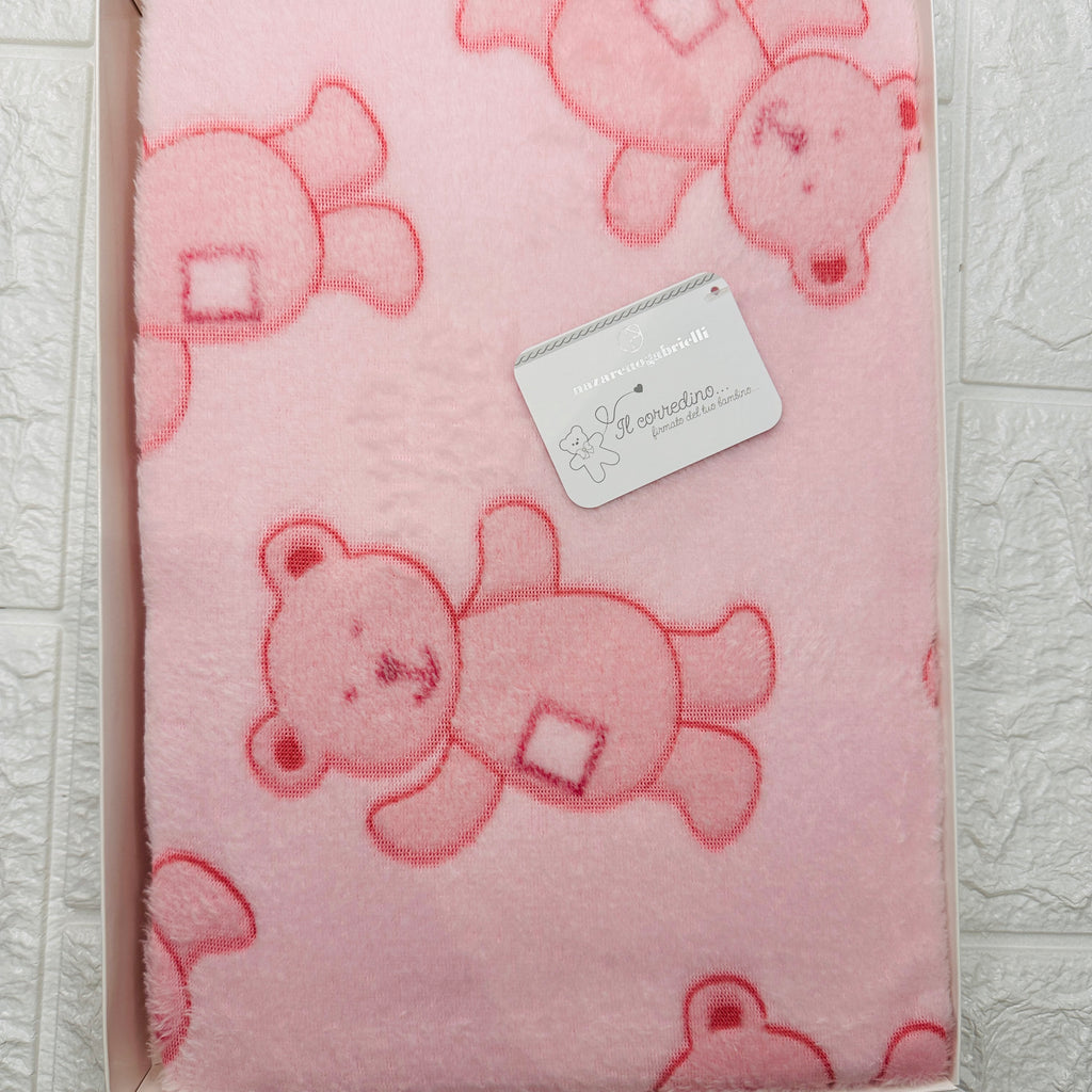 Coperta in pile Orso rosa