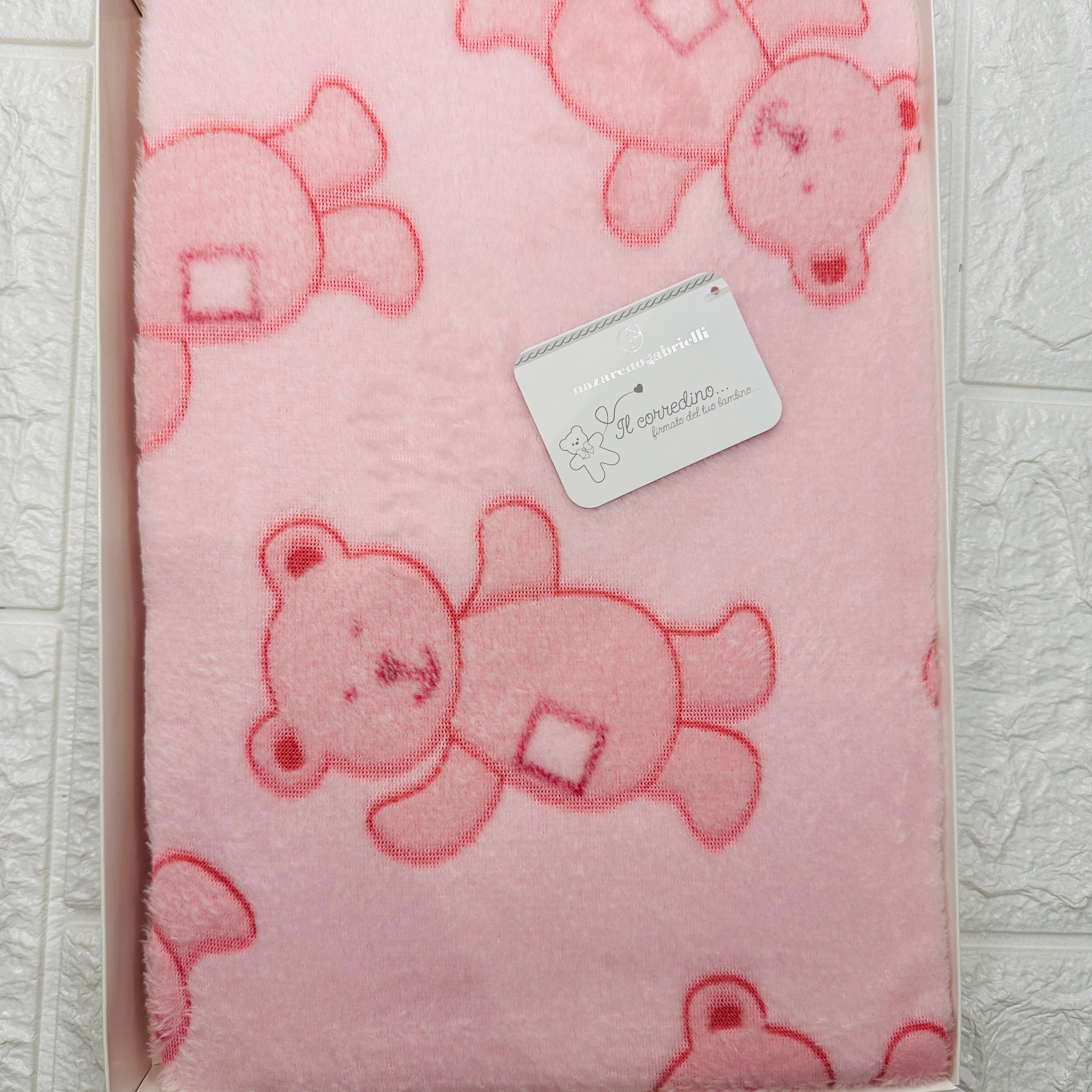 Coperta in pile Orso rosa