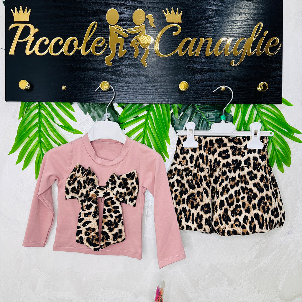 Completo Fiocco Leopardo Rosa