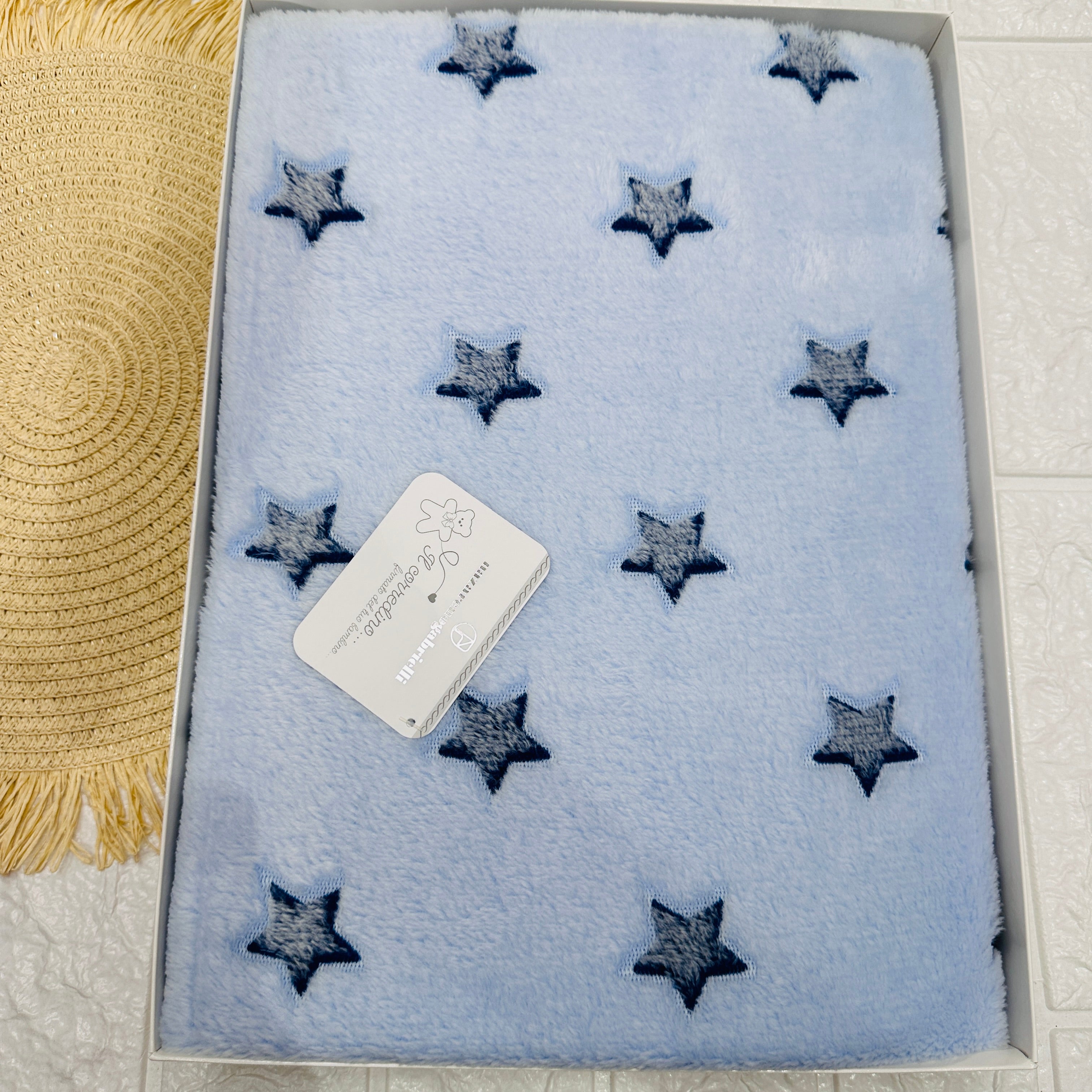 Coperta culla Pile Stelle celeste dim100x104