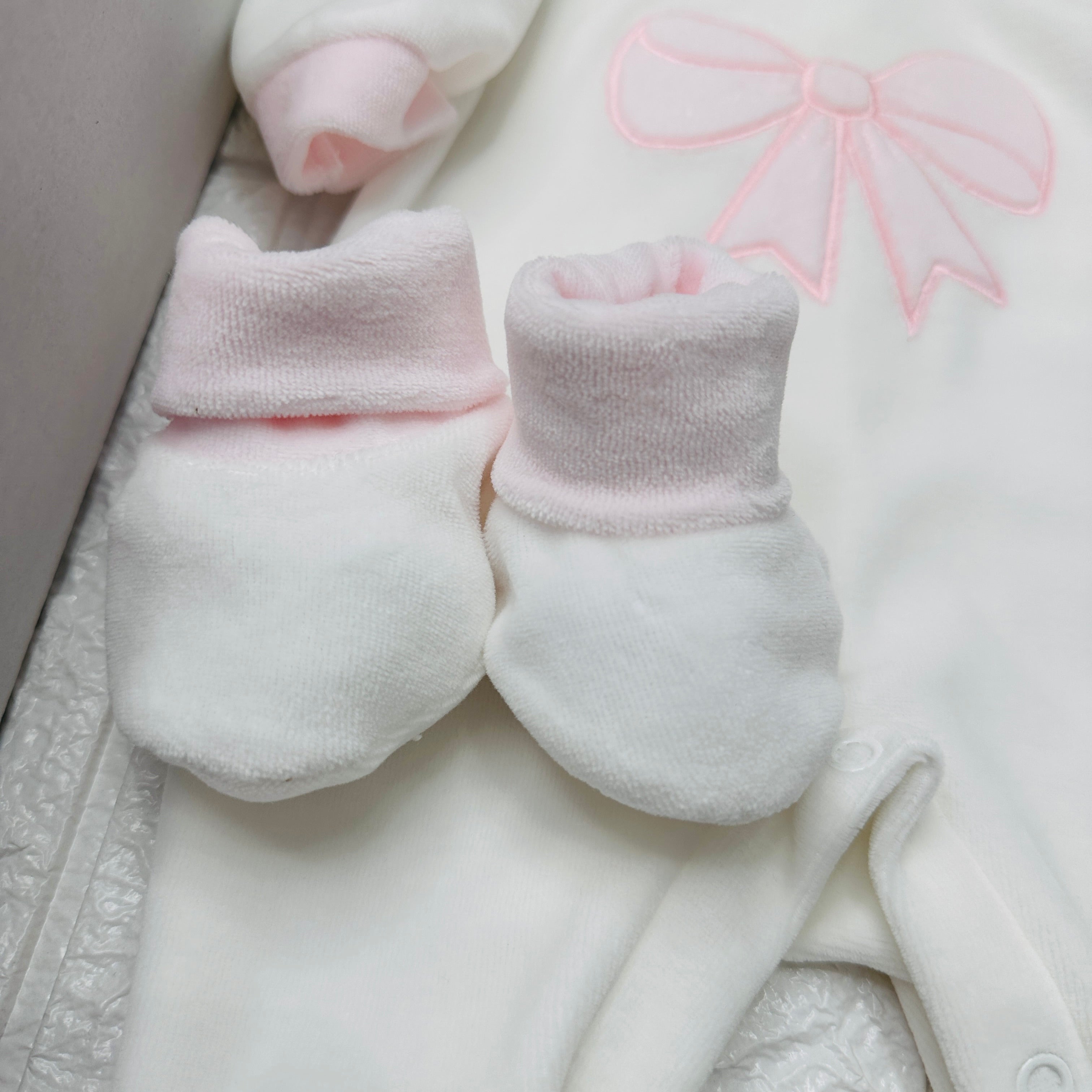 Set completo nascita ciniglia fiocco rosa