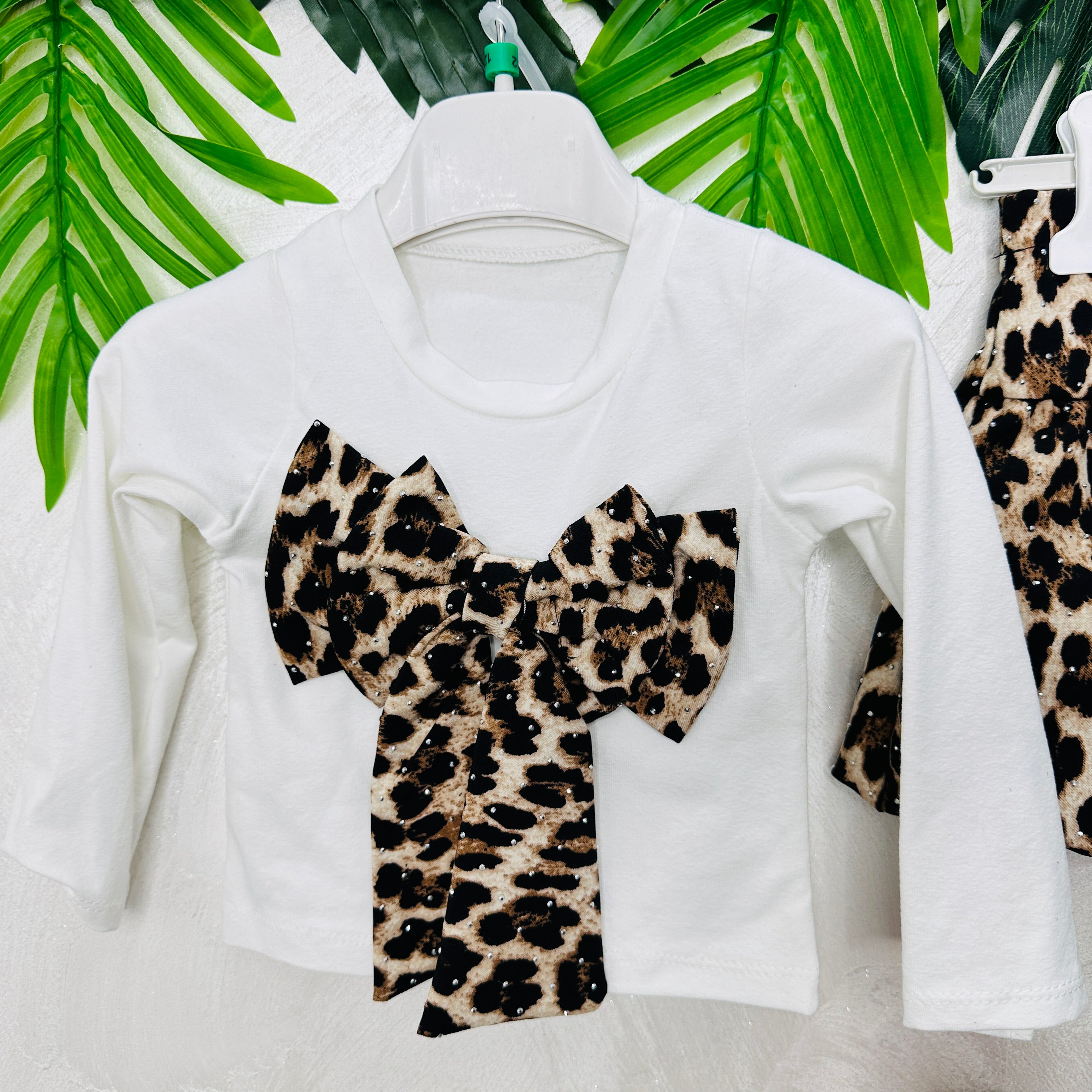 Completo Fiocco Leopardo Bianco