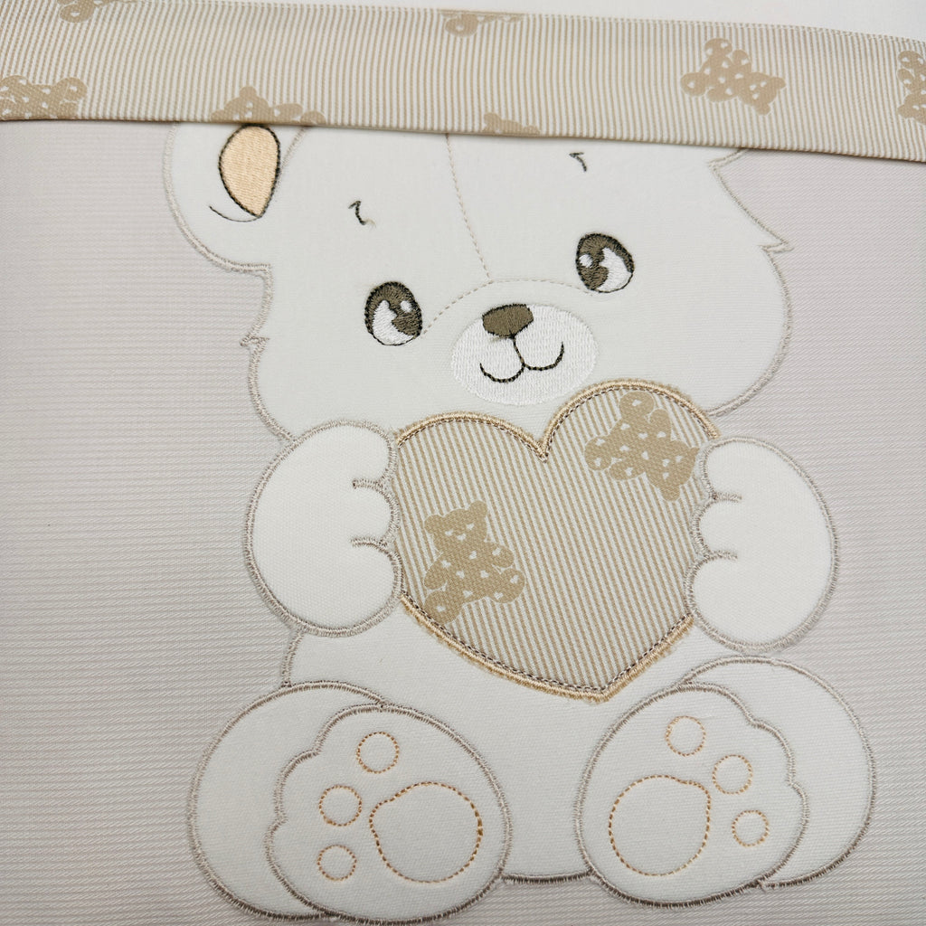 Set completo carrozzina orso cuore panna