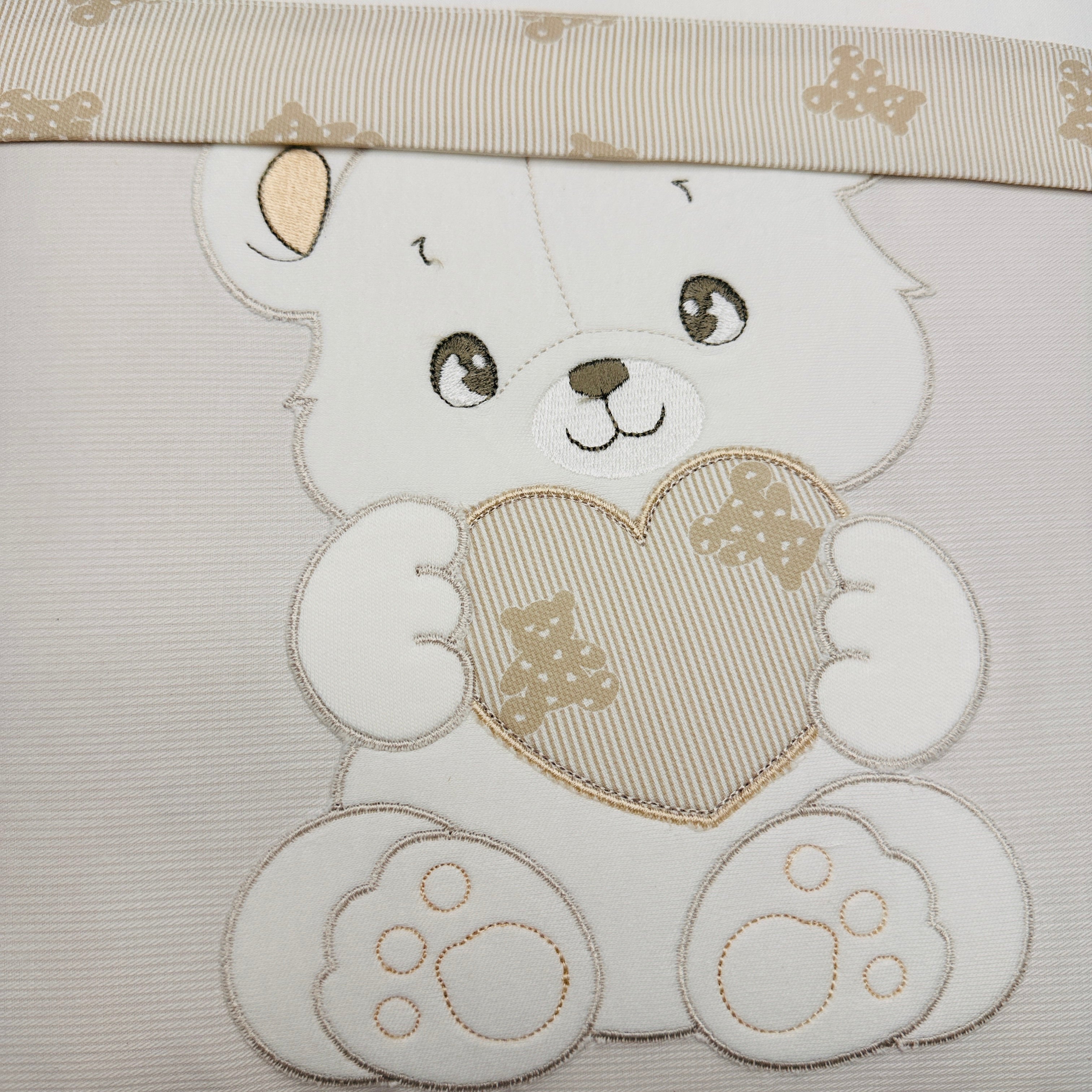 Set completo carrozzina orso cuore panna