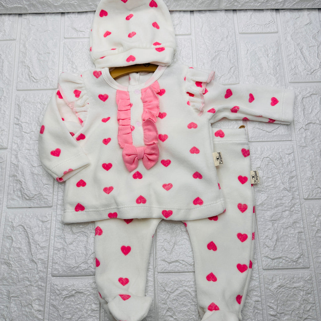 Tutina ciniglia cuori rosa