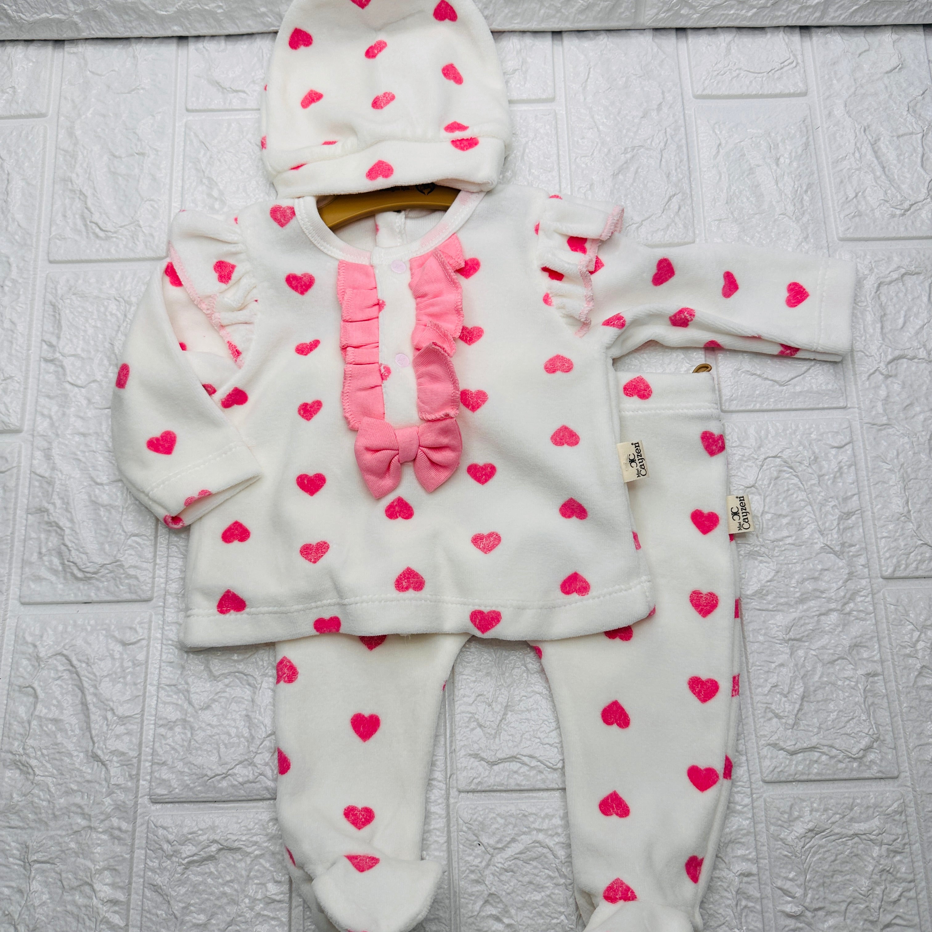 Tutina ciniglia cuori rosa