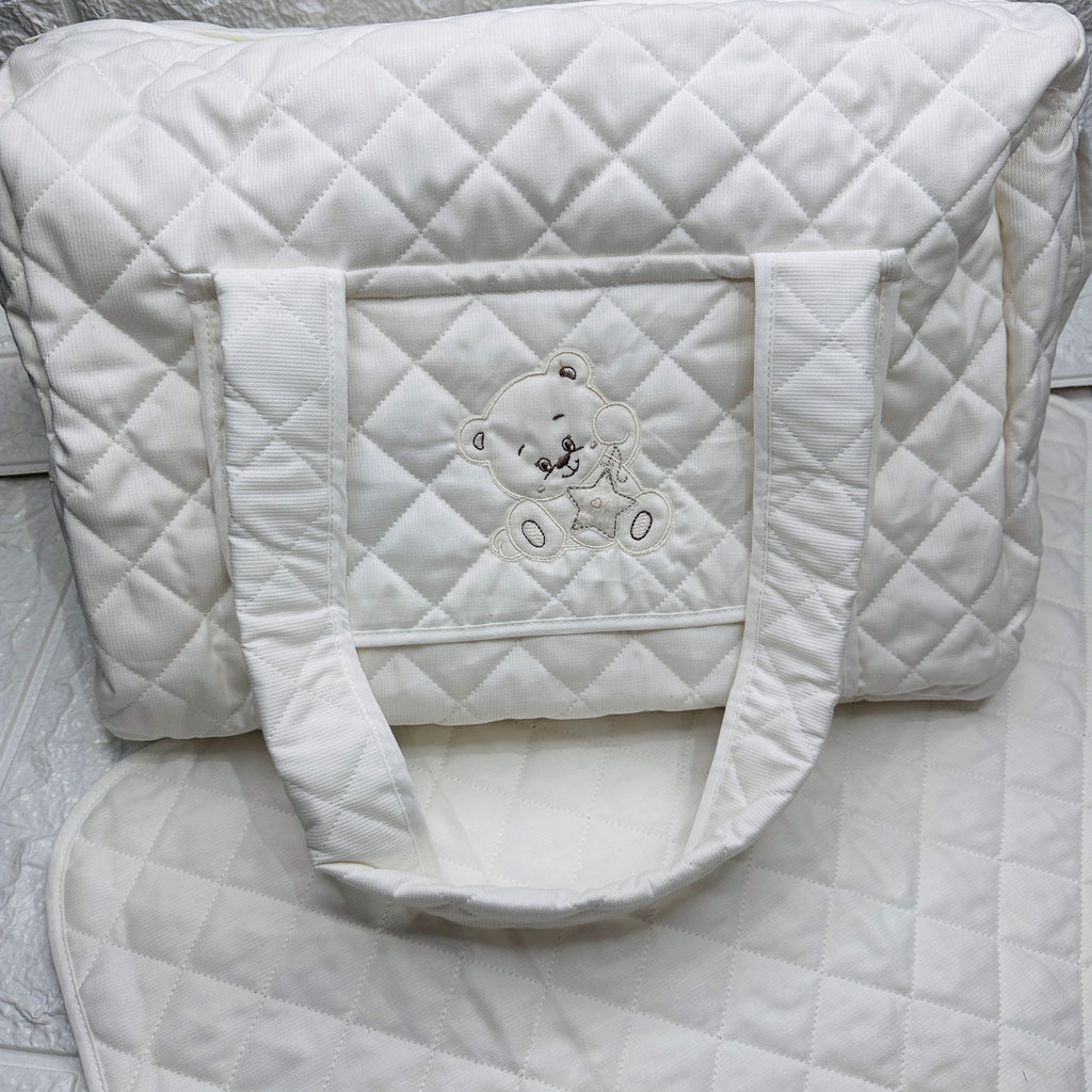 Borsa Nascita orso stella panna.                  dim 45x30x18