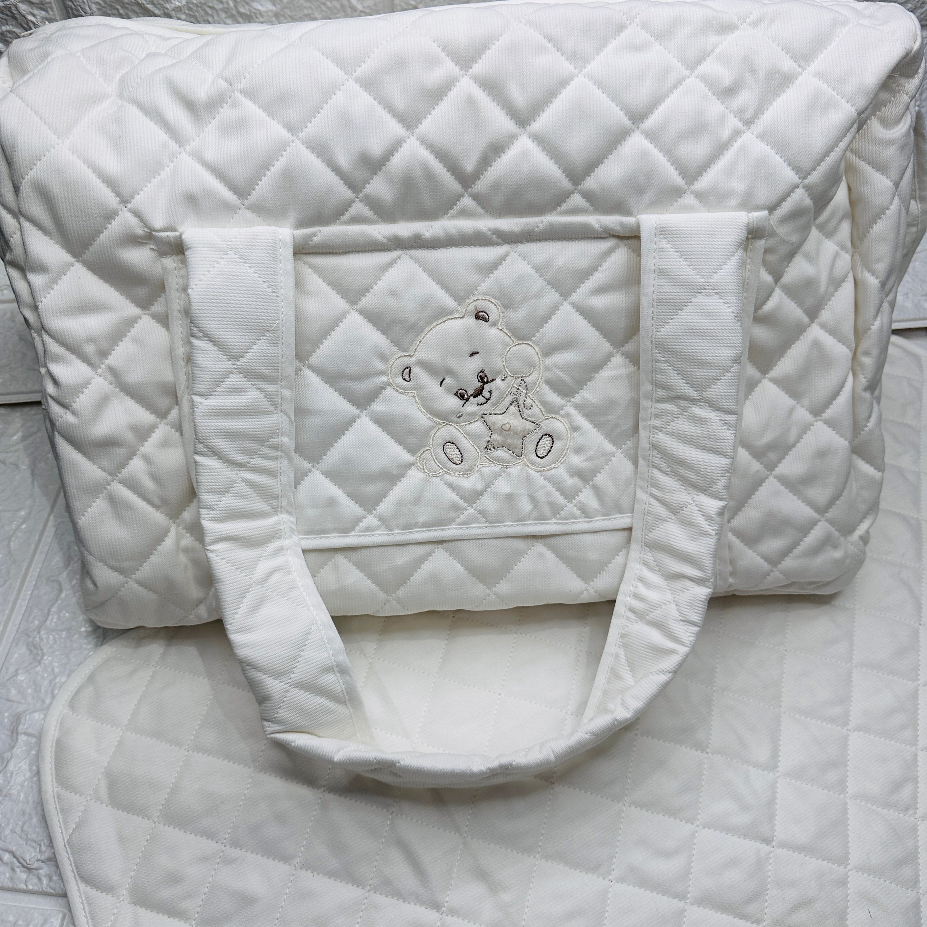 Borsa Nascita orso stella panna.                  dim 45x30x18
