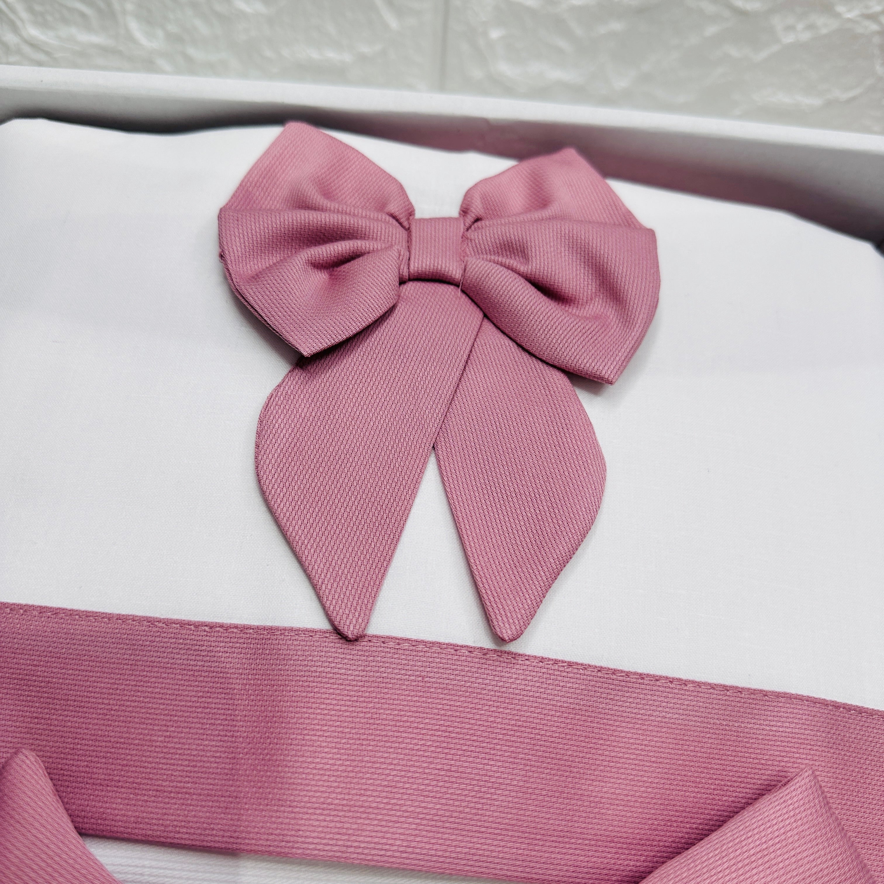 Set Nascita in Ciniglia Fiocco Rosa Antico