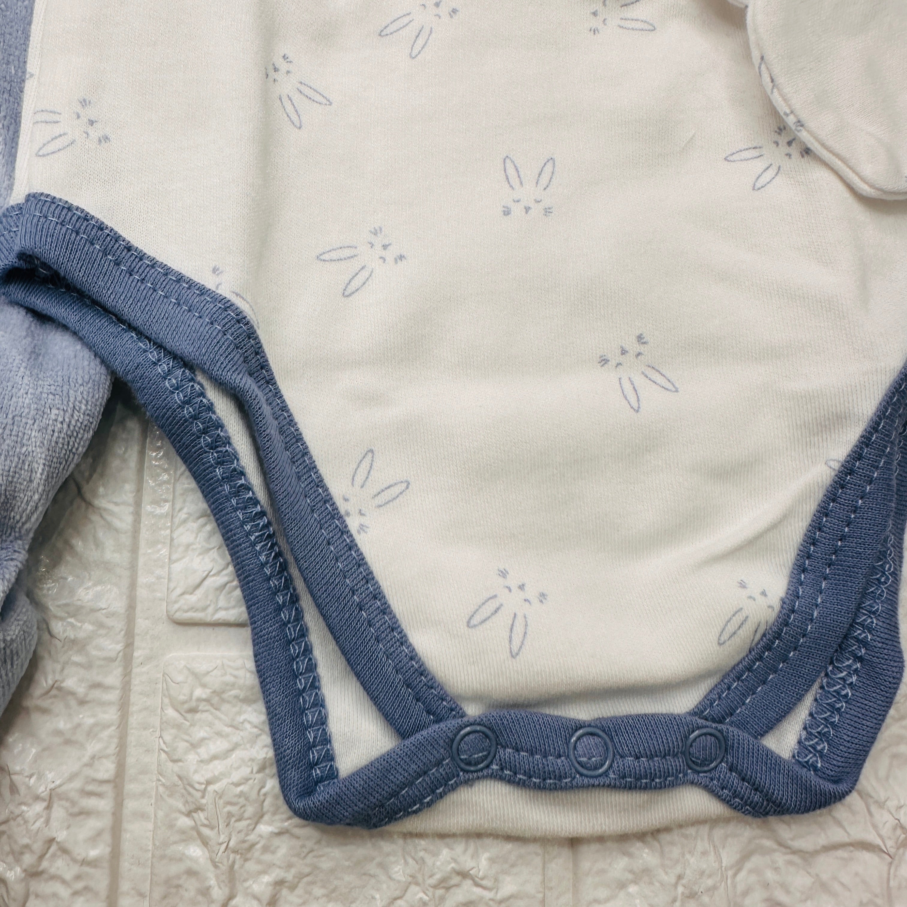 Set 4 pezzi neonato in Ciniglia celeste