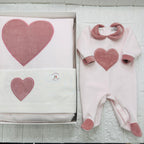 Set nascita ciniglia cuore Rosa Antico