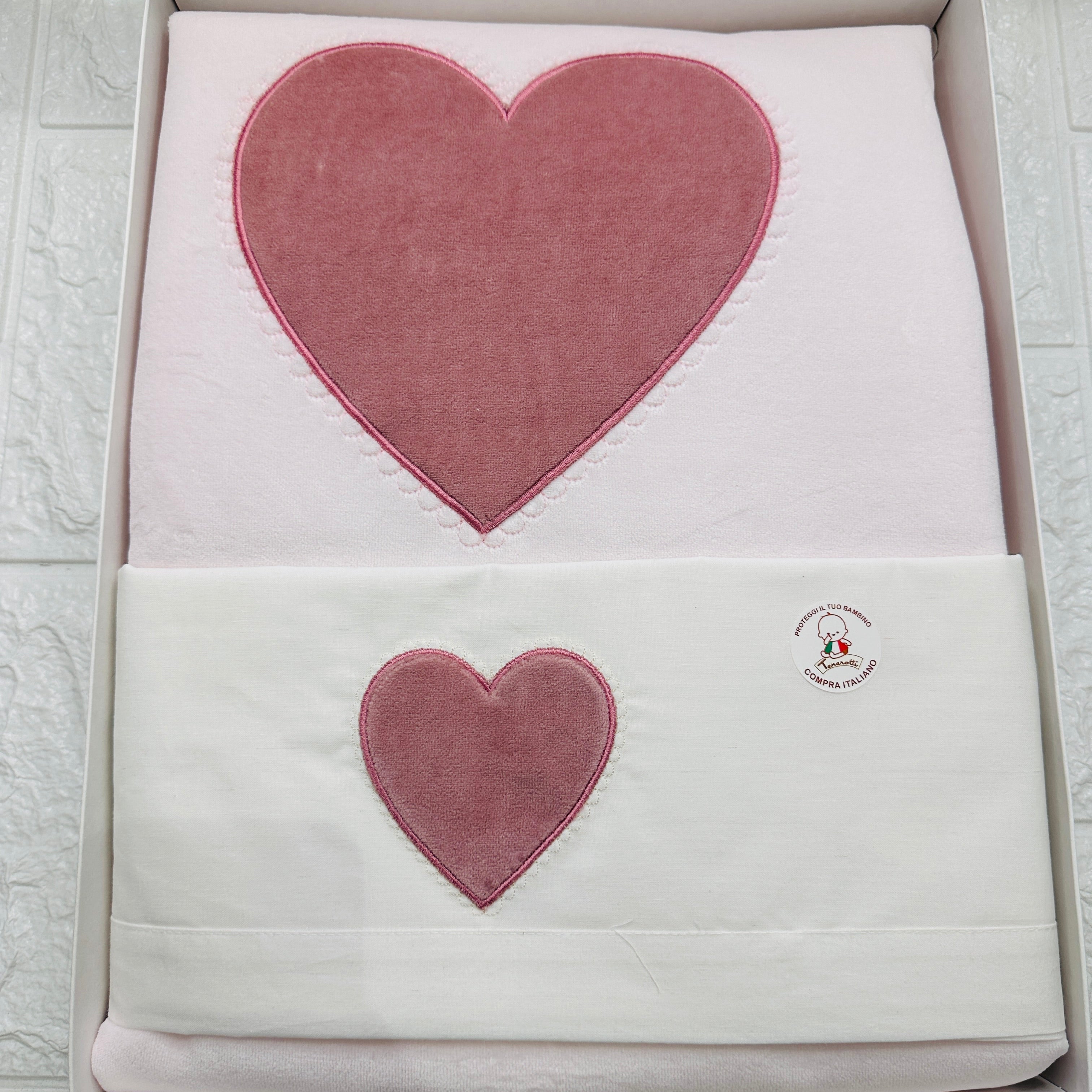 Set nascita ciniglia cuore Rosa Antico