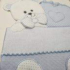 Fiocco nascita orso culla celeste dim 25x30