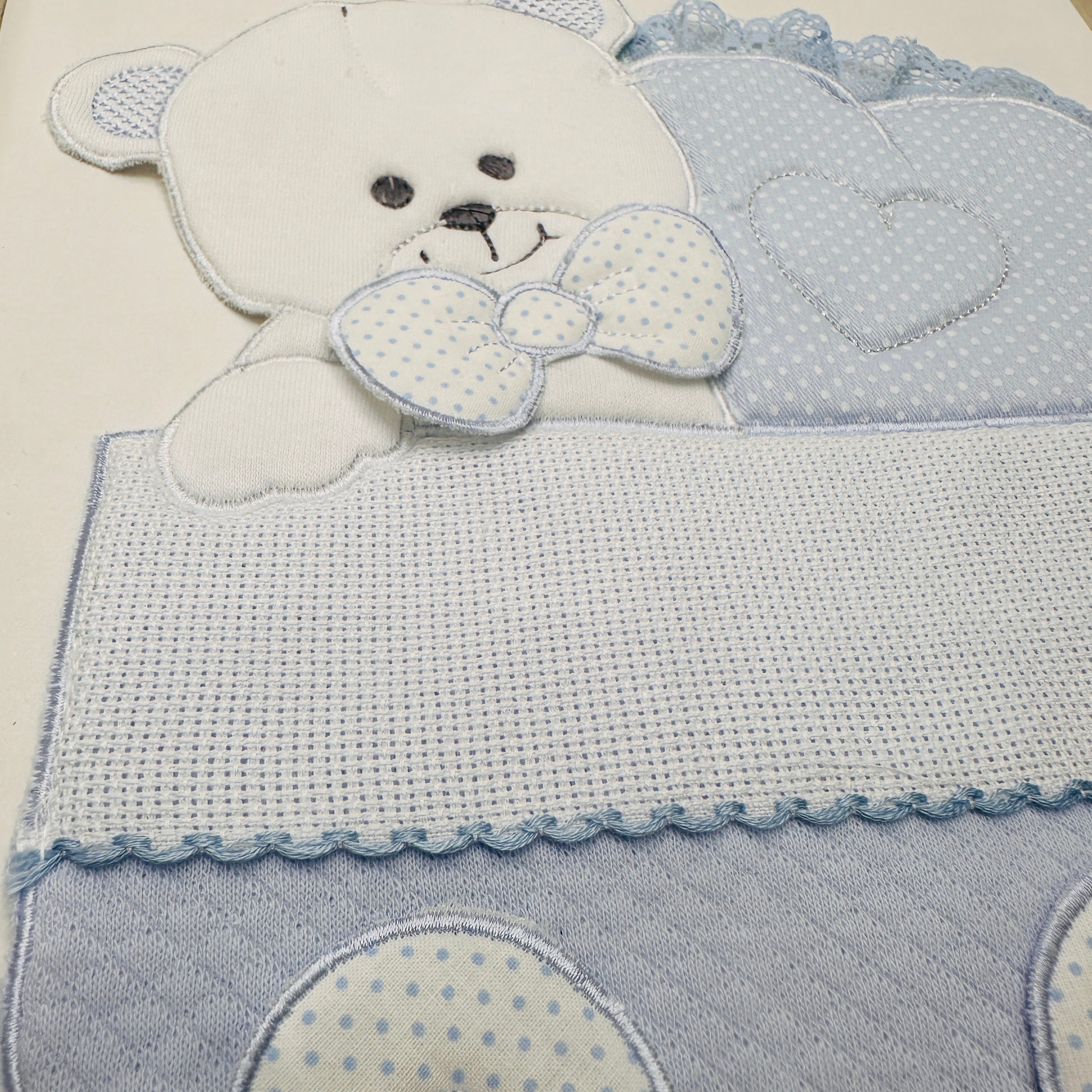 Fiocco nascita orso culla celeste dim 25x30