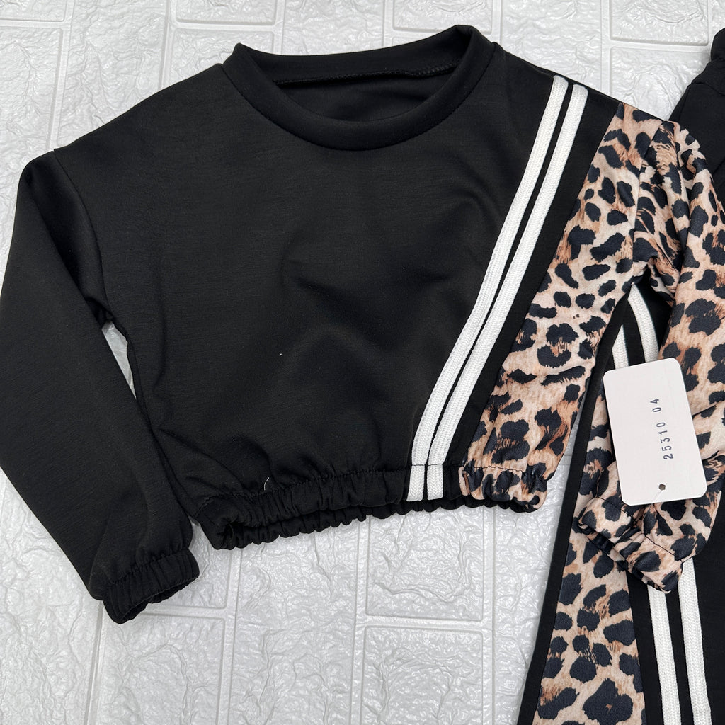 Tuta  bimba animalier nera