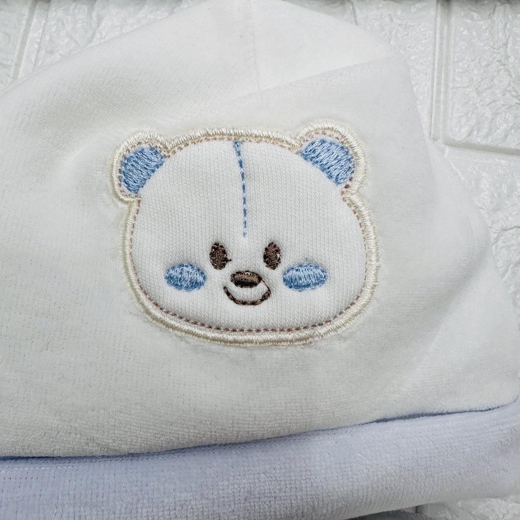 Cappello e Babbucce Ciniglia Orso celeste