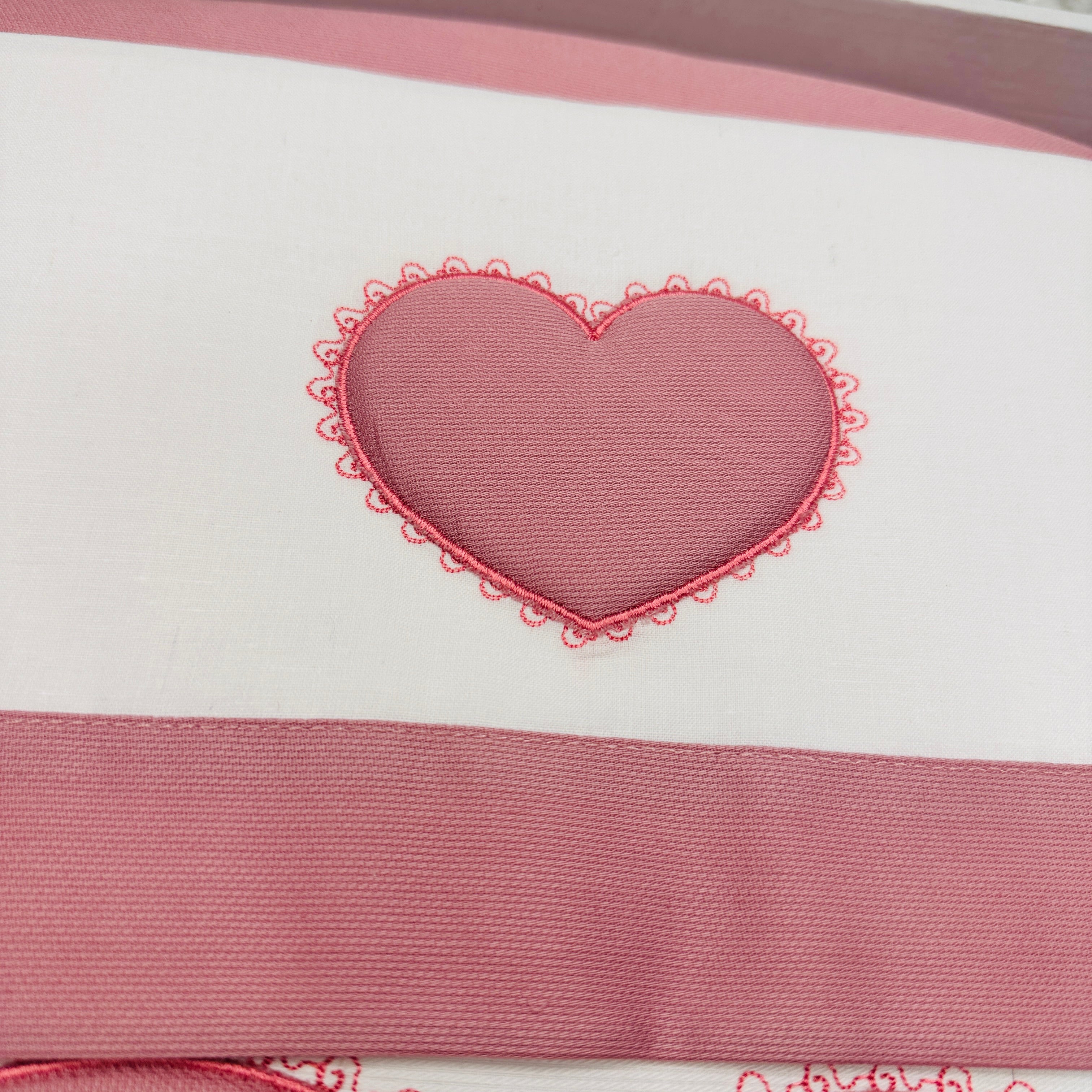 Set completo carrozzina cuore rosa antico