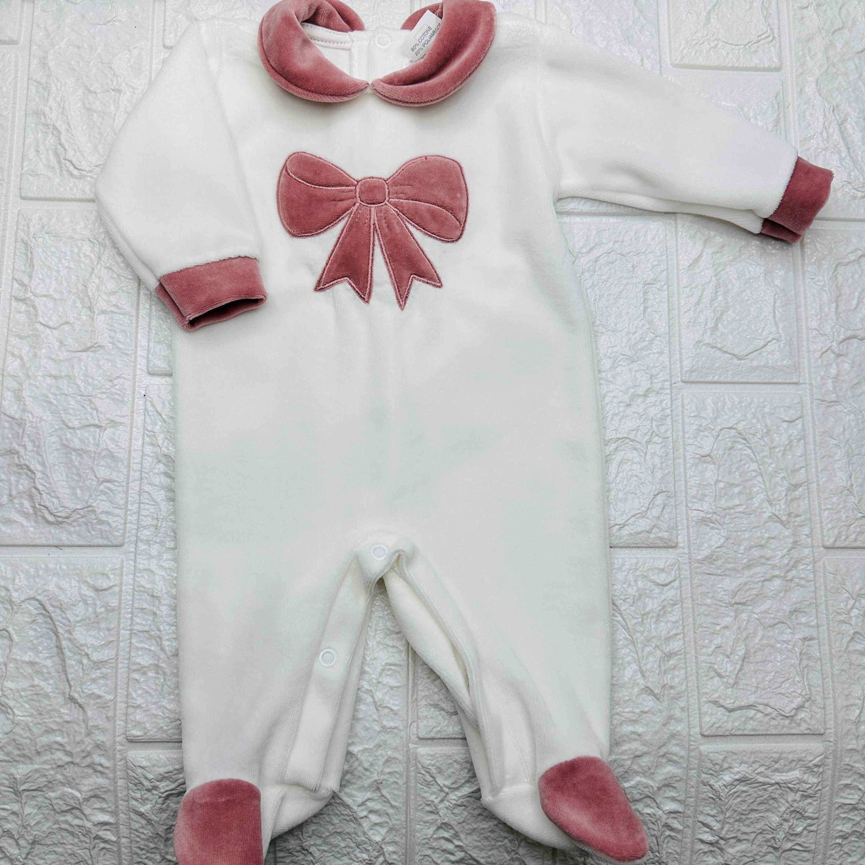 Tutina ciniglia fiocco rosa antico 30413
