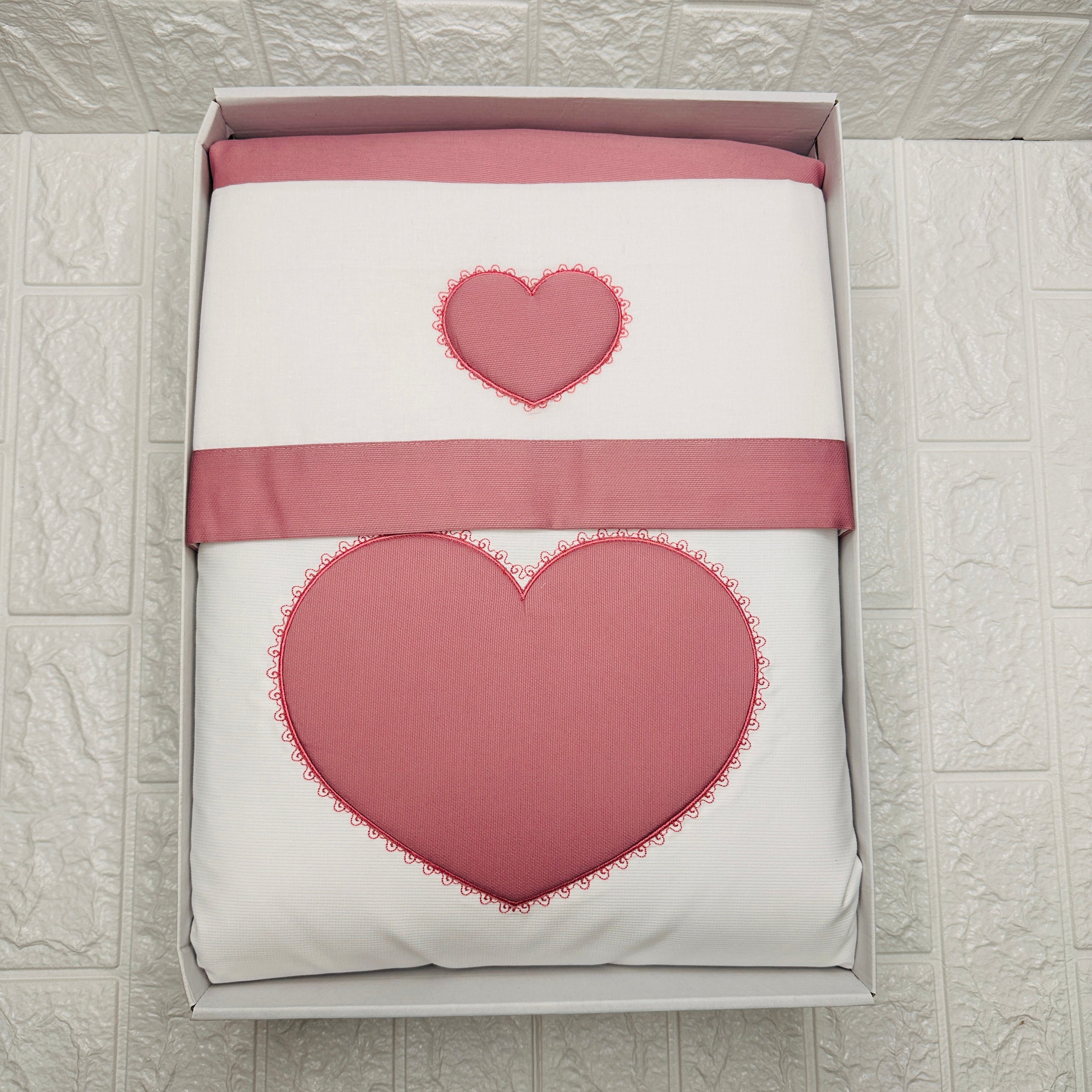 Set completo carrozzina cuore rosa antico