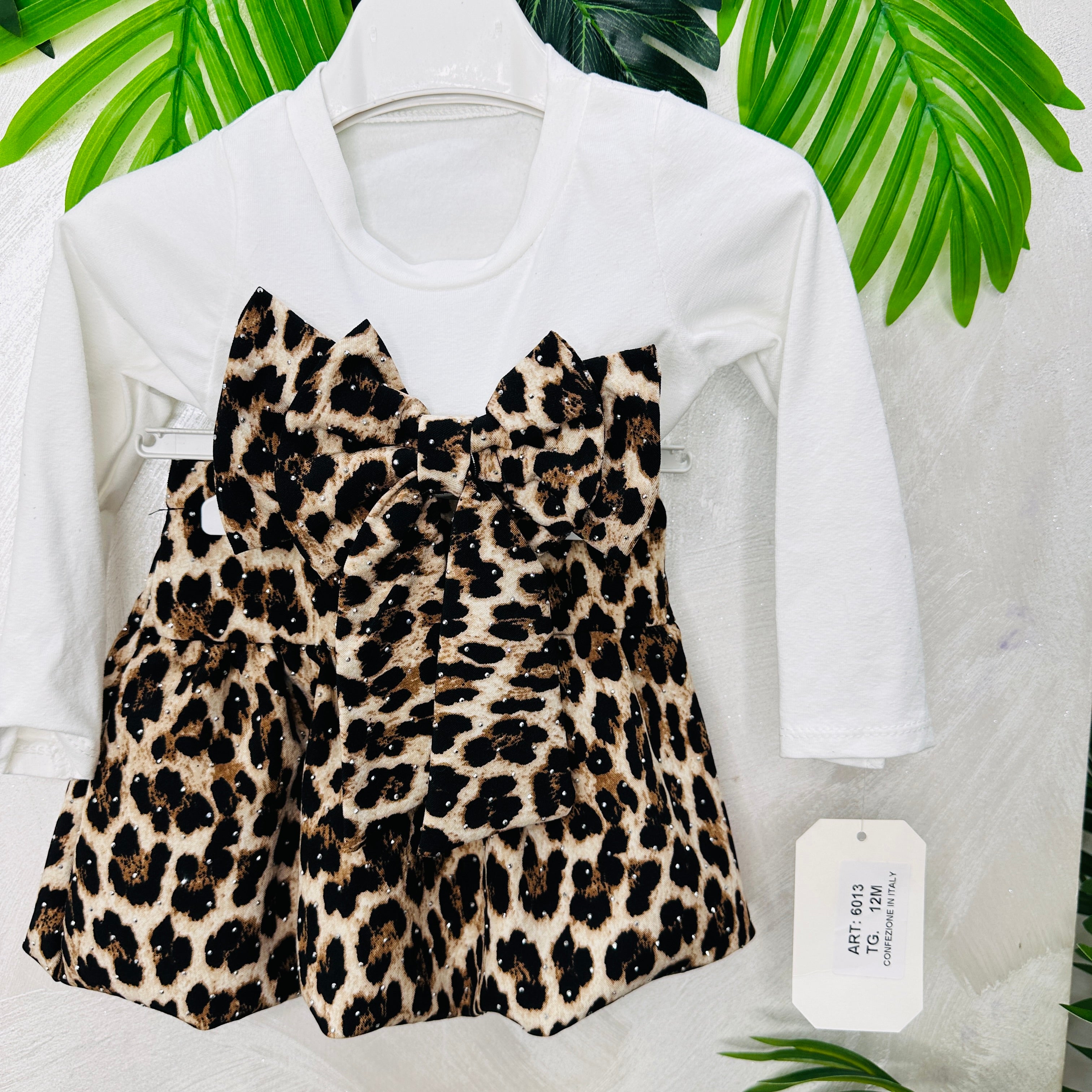 Completo Fiocco Leopardo Bianco