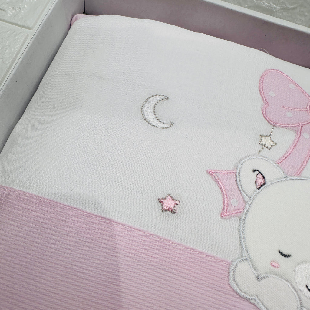 Set completo carrozzina Orsetto fiocco rosa