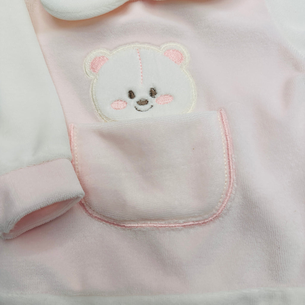 Tutina ciniglia taschino rosa 31406