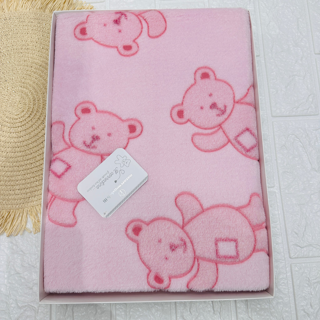 Coperta  Culla orso rosa dim100x104
