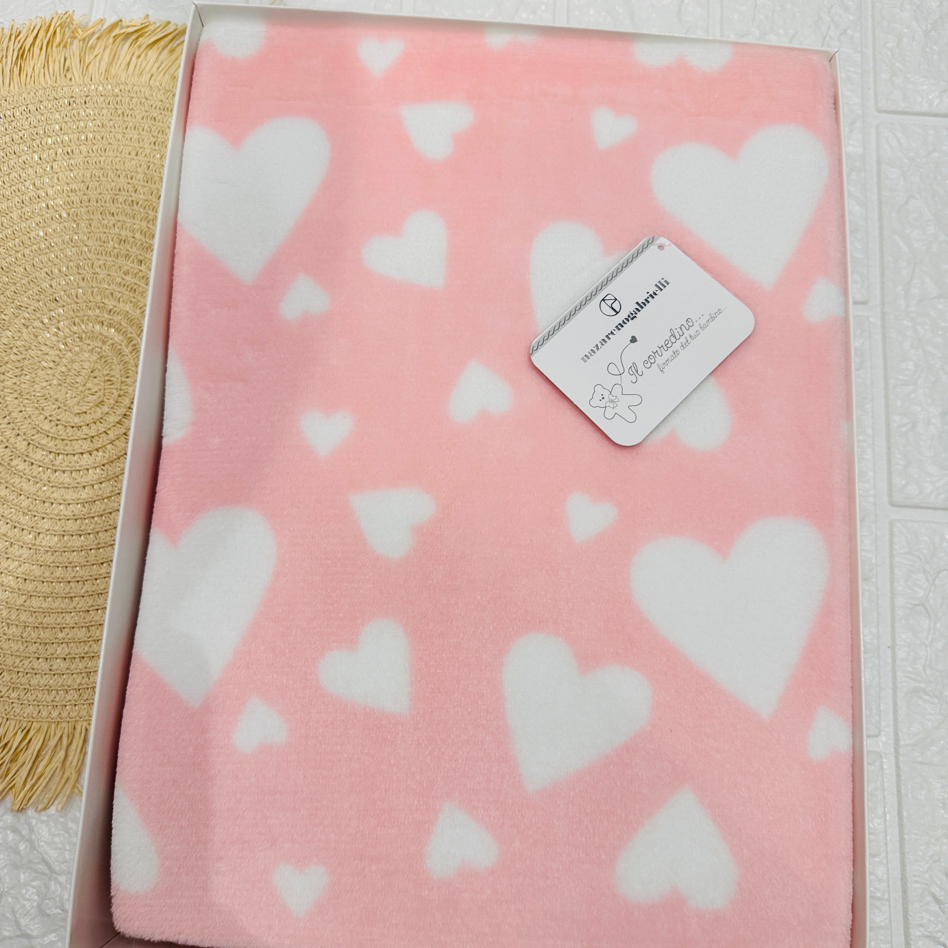 Coperta Culla pile cuore Rosa dim100x104