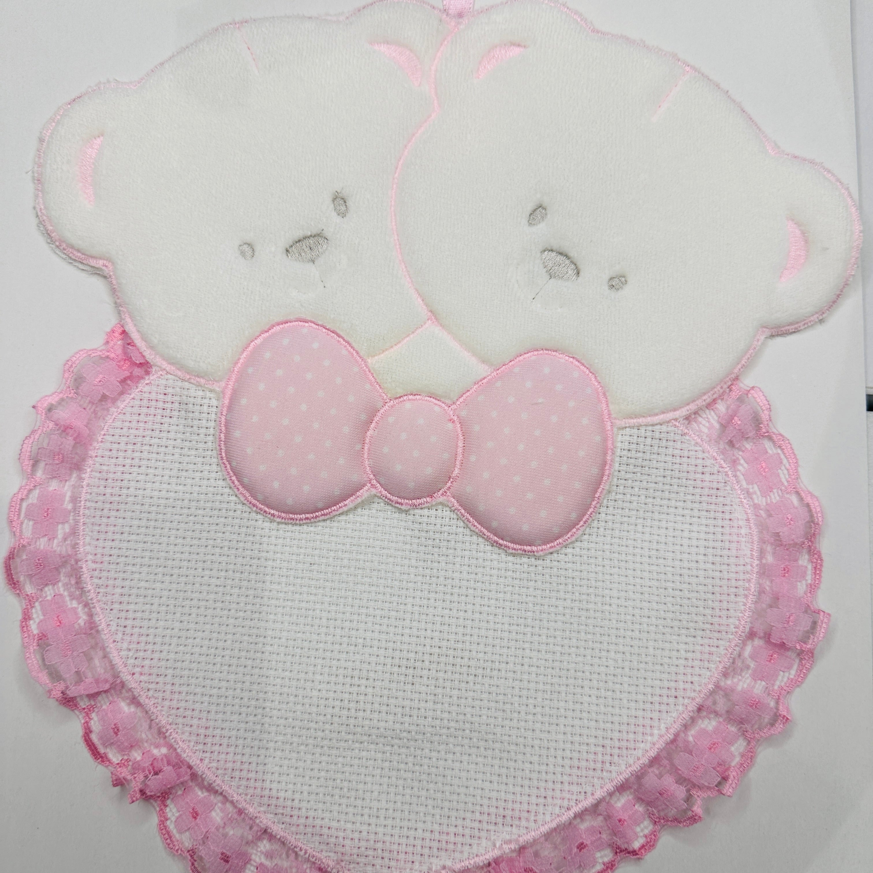 Fiocco nascita Orsi rosa.      dim.25x30